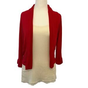 Vintage A'gaci Red Cropped Mini Open Cardigan Small Y2K Candy Apple Red Preppy